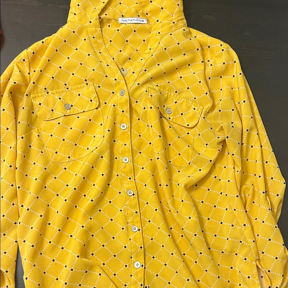 Notations Mustard collared Shirt with Diamond Pattern
